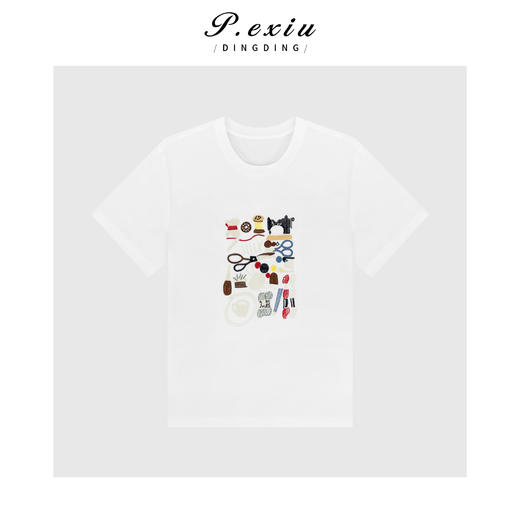 04-3潘依绣丁丁宠粉韩系减龄感多彩刺绣短袖T恤 SH9102 商品图1