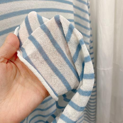 直发 莱赛尔亚麻混纺~ 复古条纹 防晒长袖针织衫 商品图7