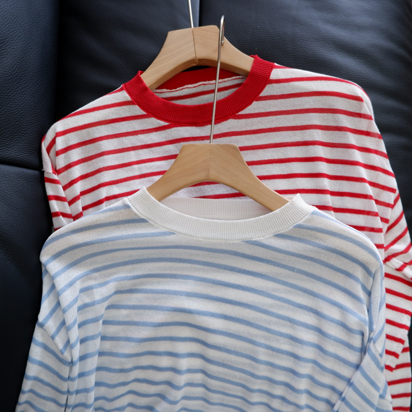 直发 莱赛尔亚麻混纺~ 复古条纹 防晒长袖针织衫