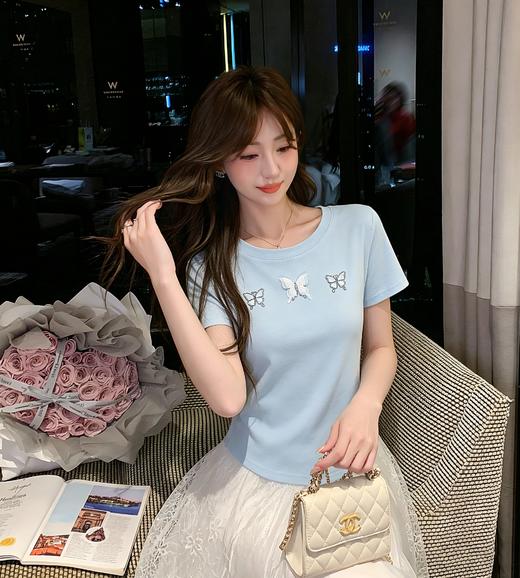 张心子【海蓝云朵】甜美立体蝴蝶结T恤法式上衣 U2604020 商品图11