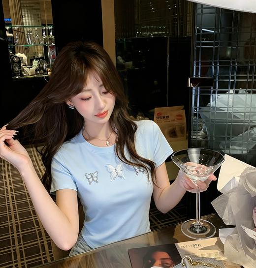 张心子【海蓝云朵】甜美立体蝴蝶结T恤法式上衣 U2604020 商品图4