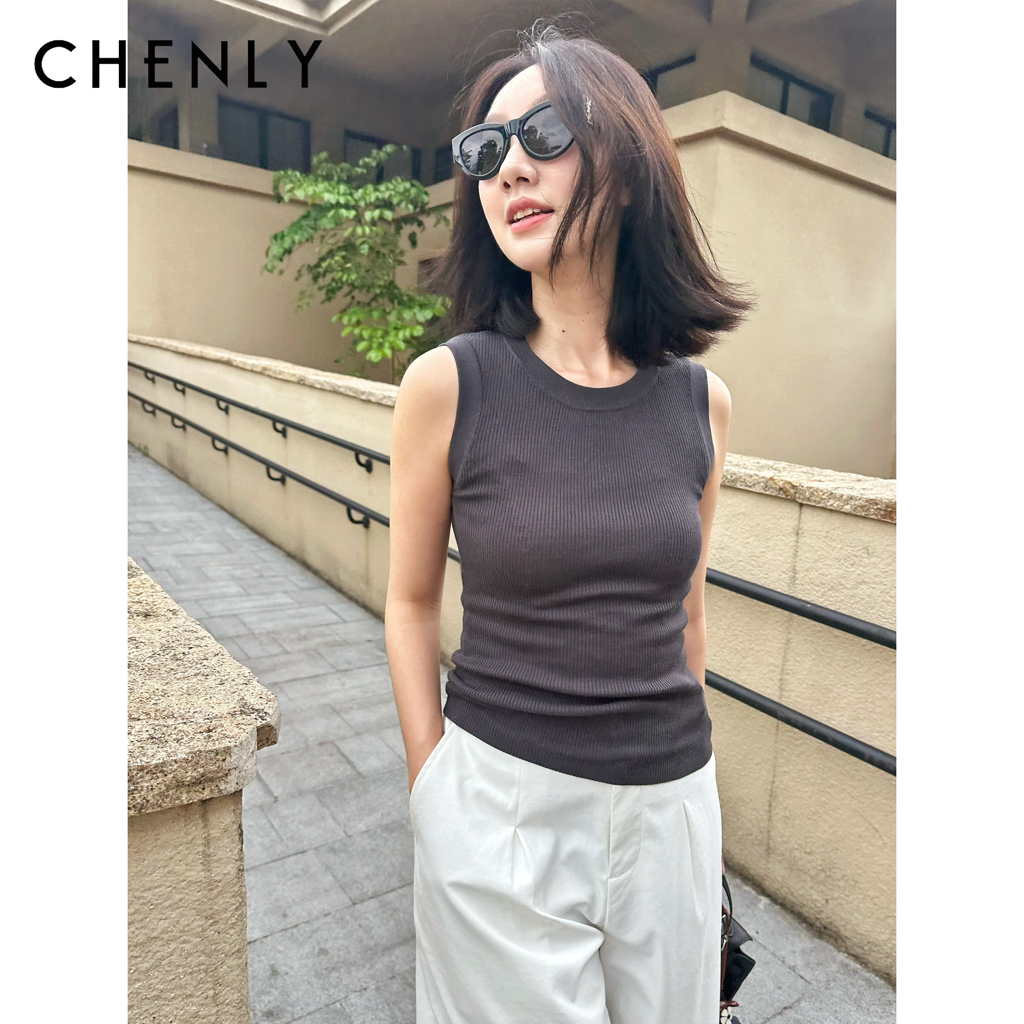 尘衣｜26SS桑蚕丝坑条无袖背心