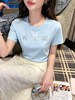 张心子【海蓝云朵】甜美立体蝴蝶结T恤法式上衣 U2604020 商品缩略图9