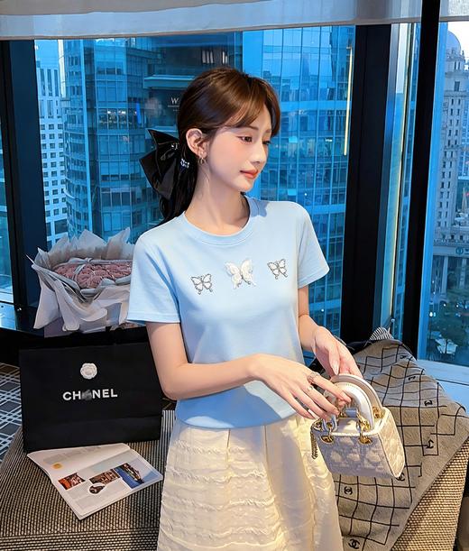 张心子【海蓝云朵】甜美立体蝴蝶结T恤法式上衣 U2604020 商品图14