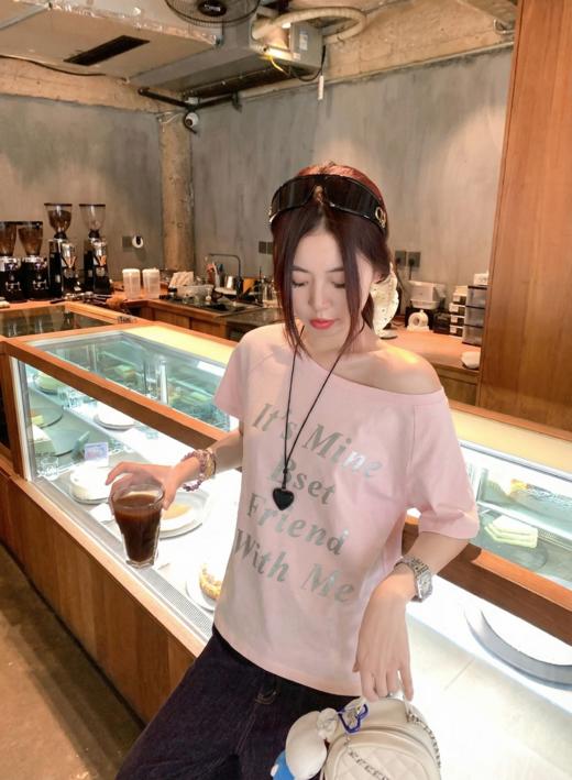 <曾小咸推荐>4.15现货秒杀 ！微信超特价！韩系印花斜肩短袖t恤 日常129.99 立减70 秒杀59.99！！ 商品图6