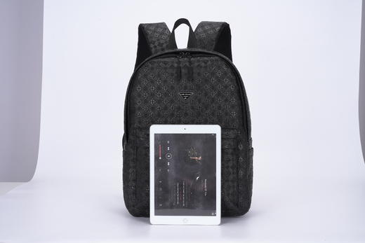 黑花休闲拉链双肩包 商品图1