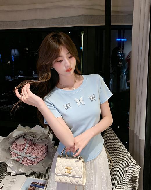 张心子【海蓝云朵】甜美立体蝴蝶结T恤法式上衣 U2604020 商品图13