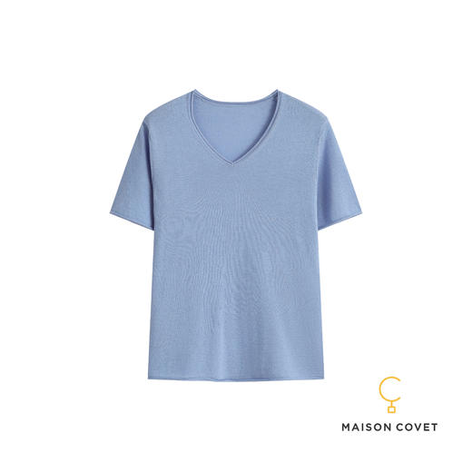 MAISON COVET丝羊绒v领短袖上衣 商品图1