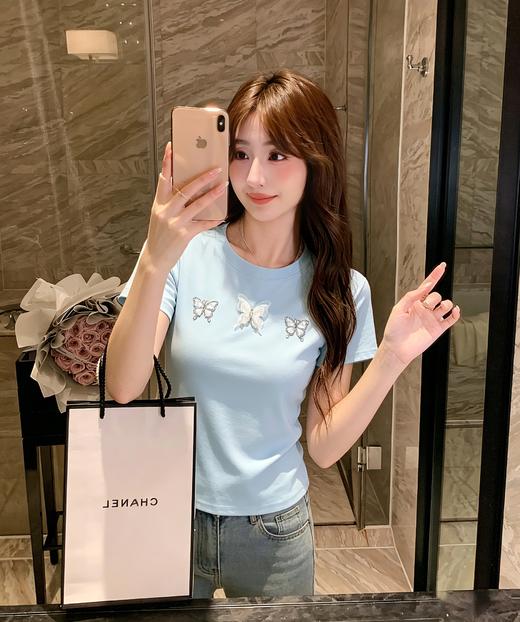 张心子【海蓝云朵】甜美立体蝴蝶结T恤法式上衣 U2604020 商品图5