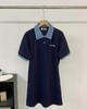 mi*u|谬系 蓝色格纹珠地棉假两件蜂网刺绣徽标格蓝格衬衫领polo连衣裙 商品缩略图4