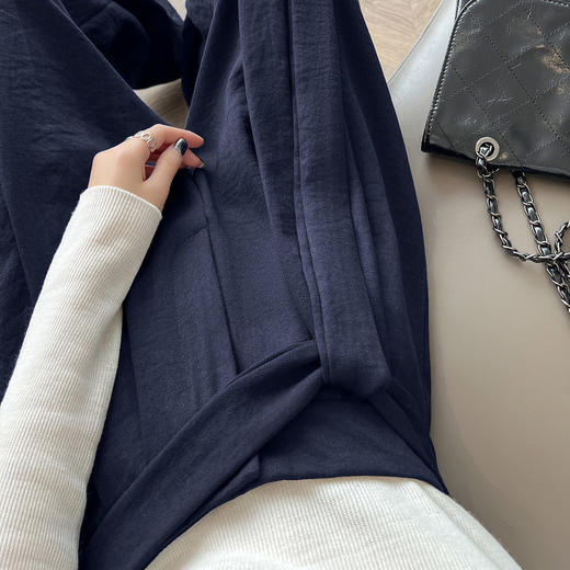 高腰系带西装阔腿裤女2026夏季宽松休闲垂感直筒拖地长裤裤子   NDK-B7419 商品图2