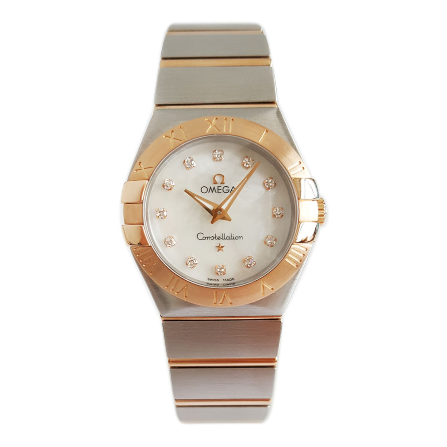 【95新】OMEGA 欧米茄123.20.27.60.55.001石英机芯27MM（女款）星座系列精钢/18K玫瑰金010426NJS16