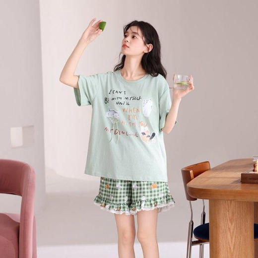 Sweet女孩巨好看短袖短裤卡通套装-纪念日百货门店同款171152631 商品图0