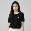 奢姿雅经典山茶花冰丝针织短袖夏季经典撞色T恤M-2XL 商品缩略图5