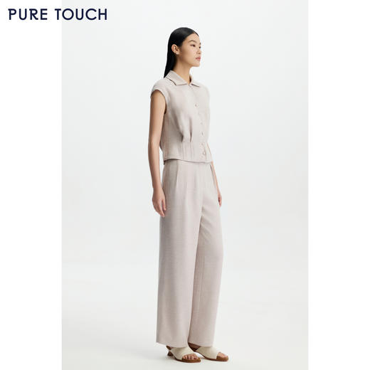 PURE TOUCH 26春夏新款宽松休闲直筒裤叠褶设计通勤长裤商场同款 商品图1
