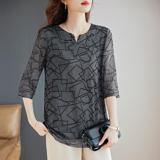 七分袖上衣女2026年新款夏装中长款t恤女宽松显瘦大码中袖打底衫 商品图4