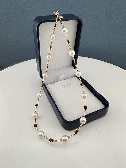 【挚友限定】竹节-18k金红宝石akoya珍珠项链7.5-8mm 商品图0