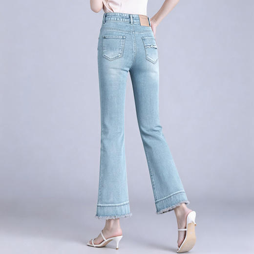 「自」全新升级【铂金会员183/天猫239/差价56】(12921)洛诗琳气质不规则微喇牛仔裤女2026夏季高腰修身百搭九分 商品图3