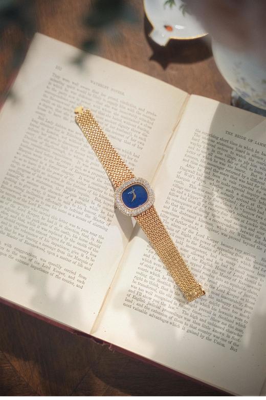 独角鹿西洋古董1980年代瑞士顶级钟表世家百达翡丽出品18K黄金镶嵌钻石青金石表盘女士机械腕表 商品图4