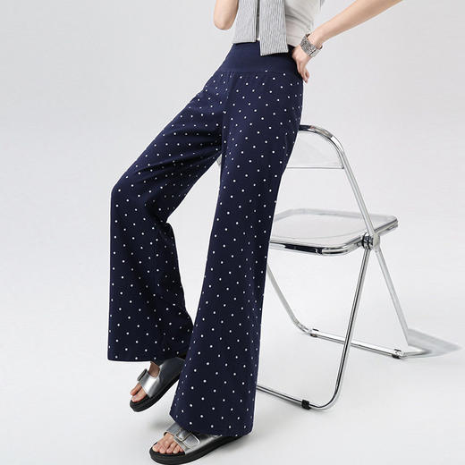 2026实拍春夏季新款波点休闲微喇裤女高腰显瘦遛弯裤直筒拖地裤子   NDK-J2580 商品图2