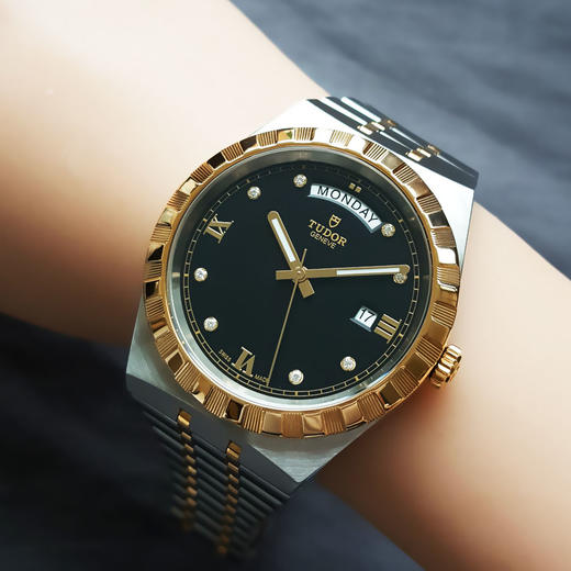 【95新】TUDOR帝舵M28603-0005自动机械日期显示、星期显示41MM 皇家系列 精钢/18K黄金表圈060426AK13 商品图9