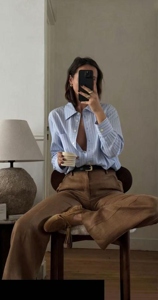 干净利落EQ丝绵色织条纹衬衫 商品图0