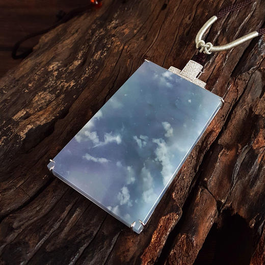 【天然正品】A货翡翠AU750收藏级白金镶钻镶天然细腻糯冰种浅紫雪花棉平安无事牌翡翠吊坠项链060426NJS18 商品图4