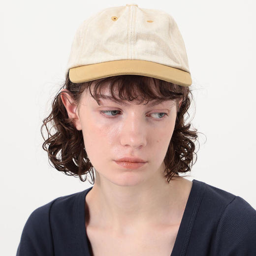 KIJIMA TAKAYUKI SURFACE DYED DENIM 6PANEL 皮革拼接遮阳棒球帽 商品图0