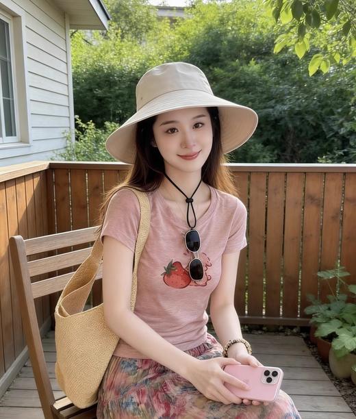客供莱赛尔人鱼纱+定染蜜桃粉短袖T恤 商品图5