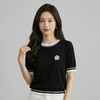奢姿雅经典山茶花冰丝针织短袖夏季经典撞色T恤M-2XL 商品缩略图4