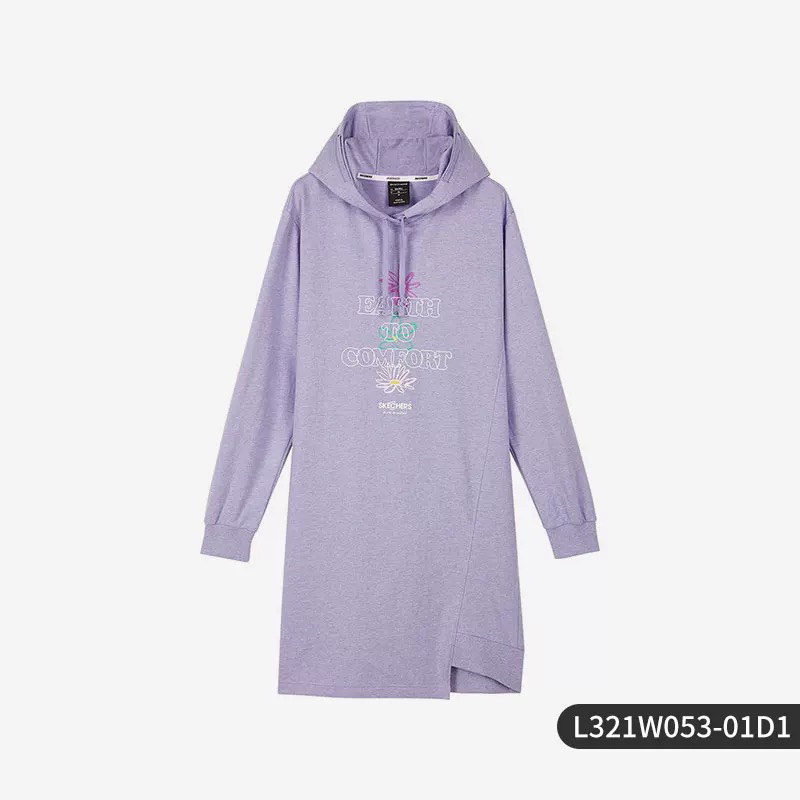 XY｜Skechers/斯凯奇女子套头连帽舒适针织休闲运动连衣裙l321w053
