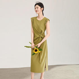 「高货wl」全新升级【铂金会员293/天猫389/差价96】(05513)洛诗琳2026极简气质设计感蕾丝拼接系带收腰修身连衣裙女