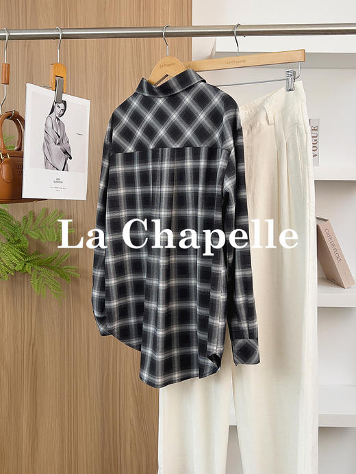 专柜实拍【松弛男友风】拉夏贝尔/La Chapelle复古显瘦时尚翻领长袖衬衫内搭叠穿通勤百搭上衣 商品图1