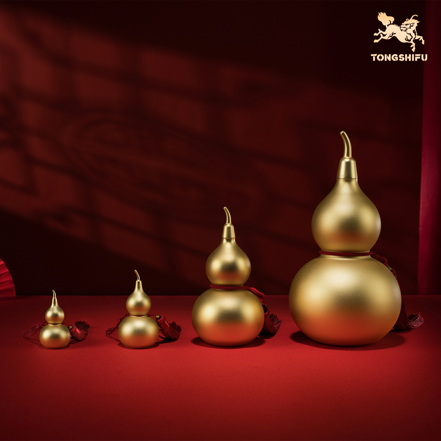 铜师傅《大吉大利葫芦（24K真金表面）》桌面铜摆件 乔迁礼物