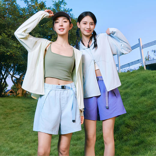 Schenvega 夏季山系冰感速干轻薄原纱防晒女士短裤 UPF100+ 凉感透气 D6-K5057 商品图2