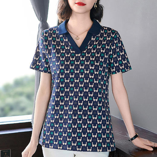 大码短袖t恤女夏季2026新款胖mm显瘦polo衫女士妈妈中长翻领上衣 商品图1
