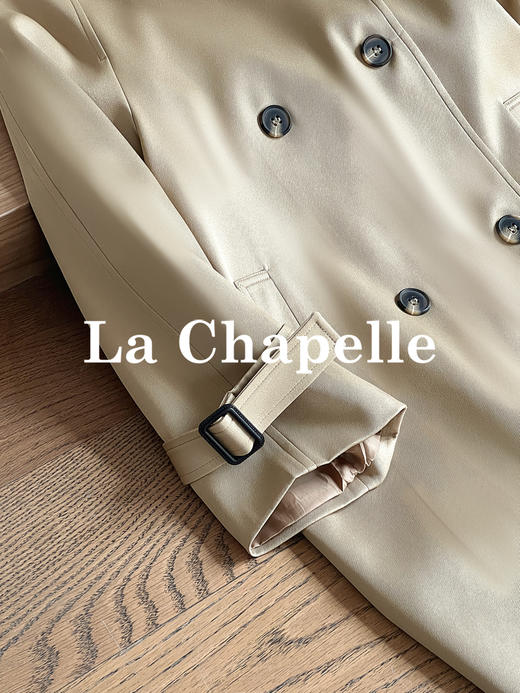 专柜实拍【极简大气！】拉夏贝尔/La Chapelle宽松廓形气质翻领双排扣轻奢高级感中长款过膝腰带风衣 商品图5