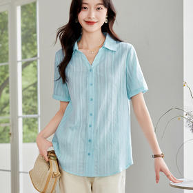 短袖衬衫女上衣夏季2025新款纯棉休闲衬衣中长款大码宽松半袖小衫