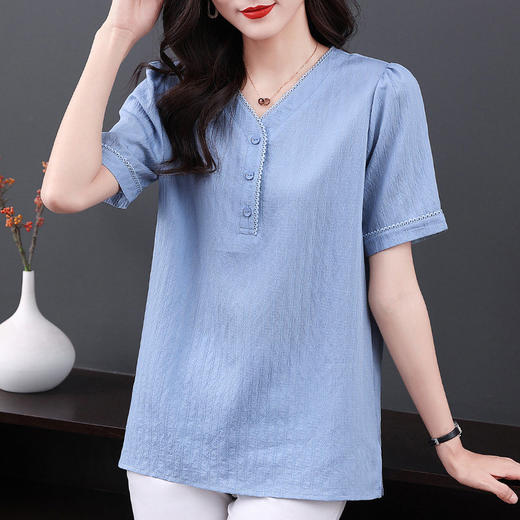 短袖衬衫女2026新款夏季宽松大码衬衣时尚休闲t恤衫薄款女士上衣 商品图3