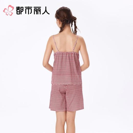 都市丽人睡衣女士睡衣家居服单面无尘棉睡衣女士无尘棉短袖套装有杯垫吊带短裤LHC2C8 商品图2