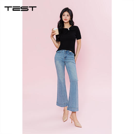 夏上新高腰遮肉显瘦设计感显瘦微喇牛仔裤3262013 商品图1