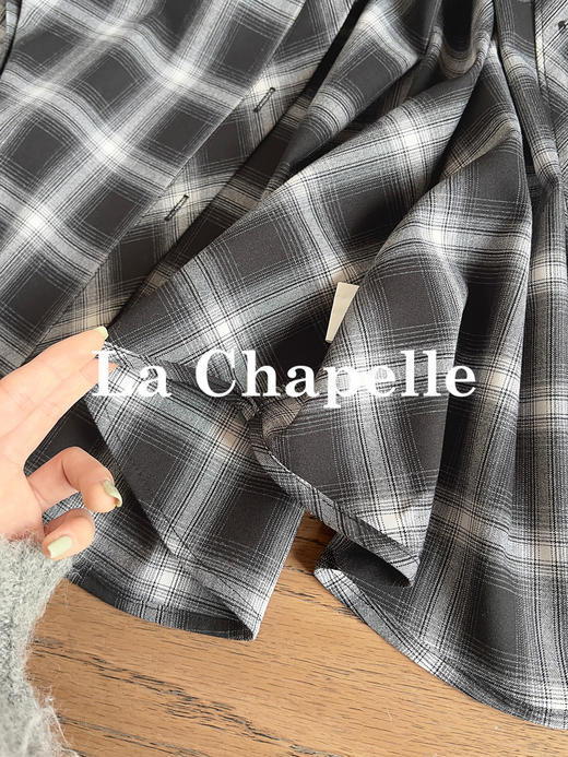 专柜实拍【松弛男友风】拉夏贝尔/La Chapelle复古显瘦时尚翻领长袖衬衫内搭叠穿通勤百搭上衣 商品图7