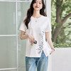 芳妮诗纯棉短袖T恤女2026年夏季新款大码女装中长款白色宽松上衣 商品缩略图0