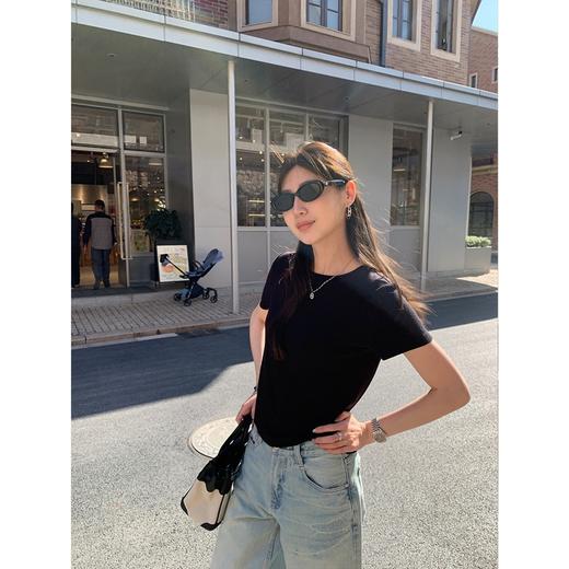 AVANN莱赛尔天丝羊毛短T短袖 圆领立领修身显瘦打底衫夏款 商品图7