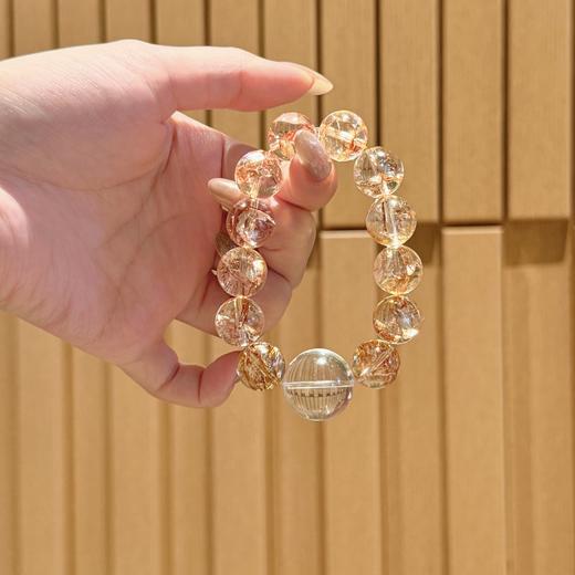 ARSIS｜晶石系列 聚财净化 · 金箔胶花白水晶串珠手链 商品图7