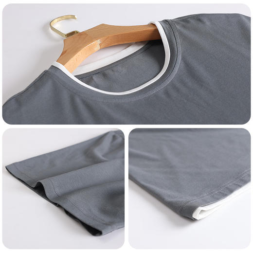 严选 | 草本初色夏季男款睡衣 短袖+短裤 2026新款纯棉透气宽松家居服 卡其/灰色 L-3XL码 3442款 商品图2