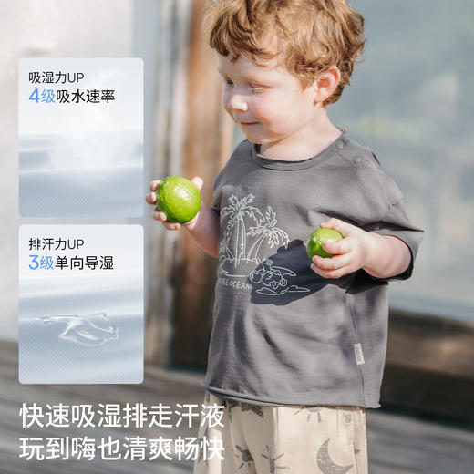 【宝宝服饰】嫚熙童装儿童短袖T恤2026夏季新款男女宝凉感冰薄荷竹节棉上衣 商品图3