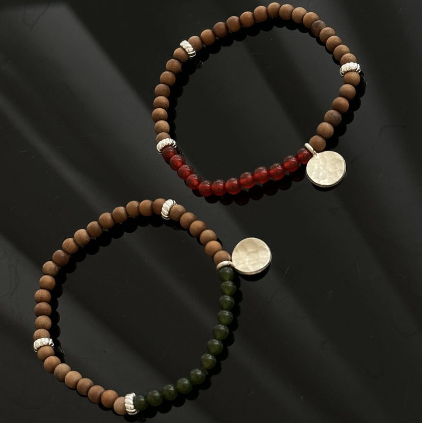 【甄珠贝】时髦轻奢感 纯银檀香玛瑙or碧玉手串