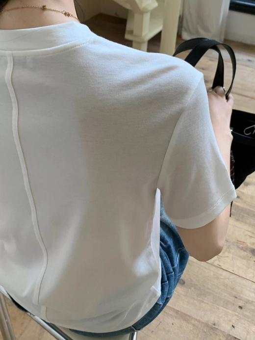 AVANN莱赛尔天丝羊毛短T短袖 圆领立领修身显瘦打底衫夏款 商品图5