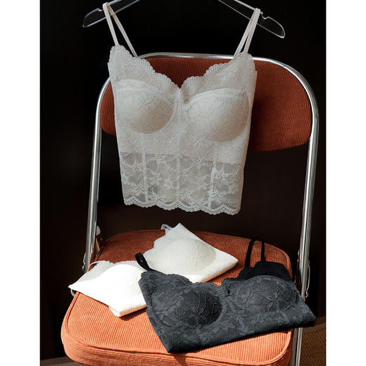 官网390！S家冰皮性感蕾丝背心朦胧美感3D杯无钢圈免穿文胸美背内衣细肩带内搭吊带女 商品图7